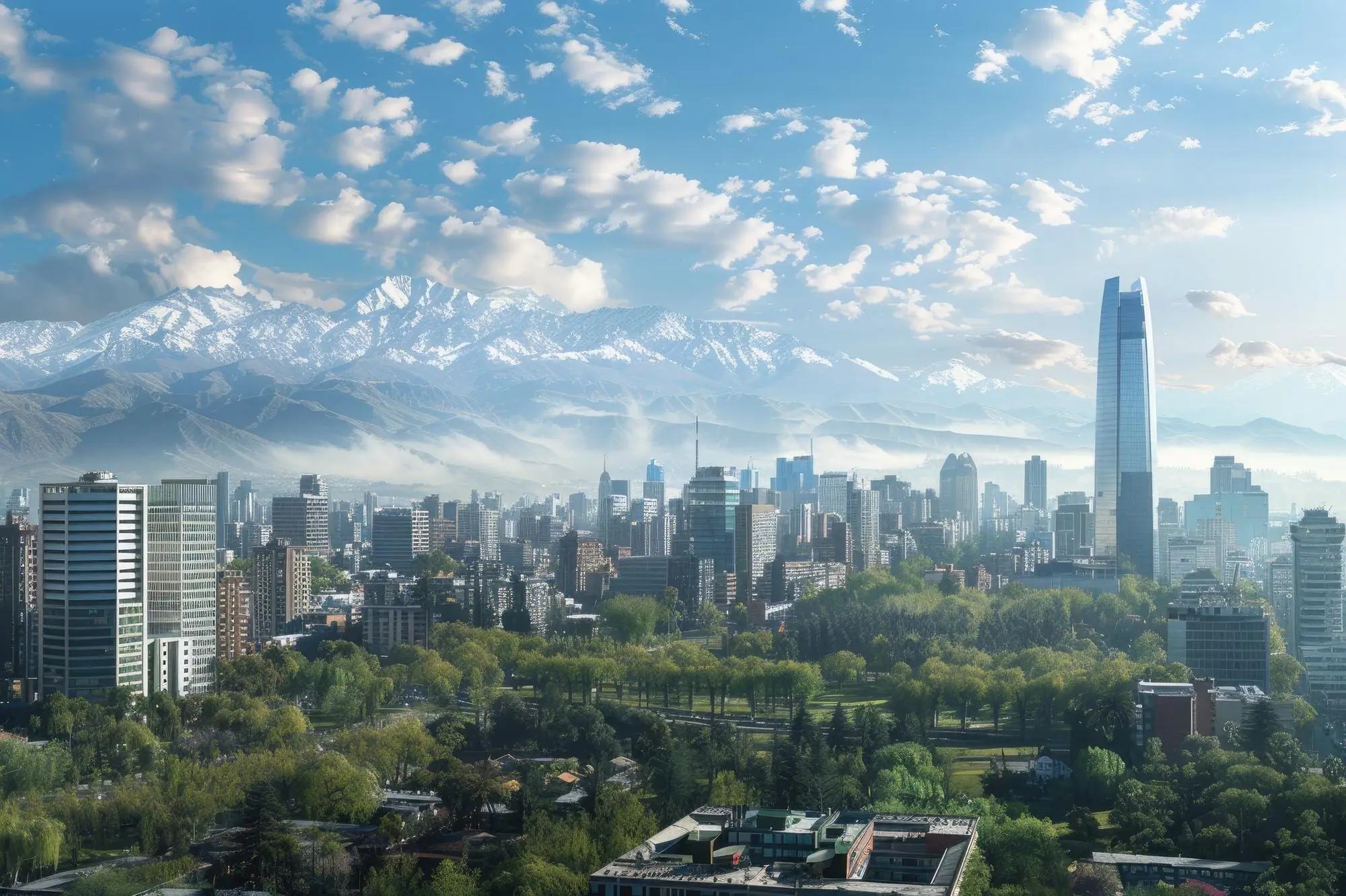 Santiago de Chile con la cordillera de los Andes al fondo